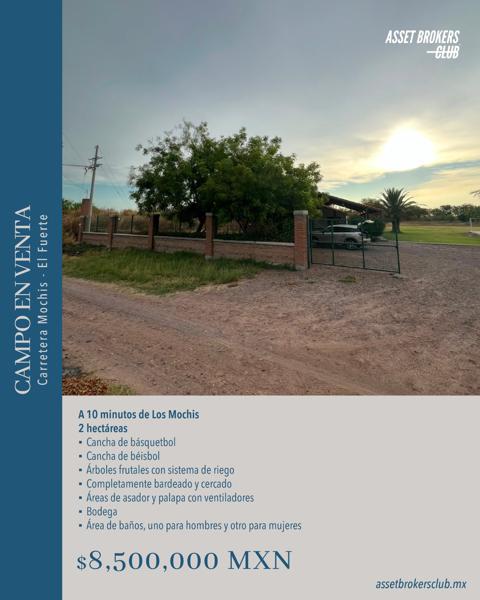 CAMPO EN VENTA CARRETERA LOS MOCHIS - EL FUERTE