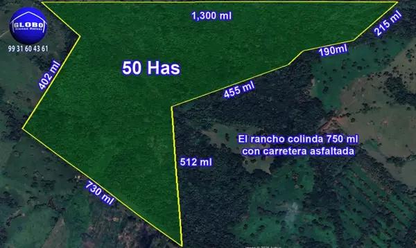 Rancho ganadero en venta, 50 hectáreas a orillas de carretera cerca de Villahermosa Rancho ganadero en venta, 50 hectáreas a orillas de carretera cerca de Villahermosa