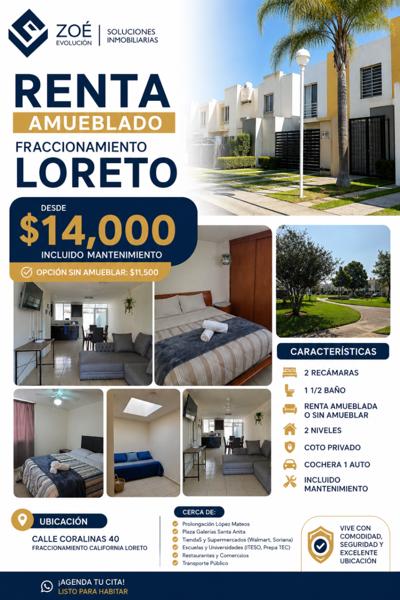 Casa en renta en Loreto, San Pedro Tlaquepaque, Jalisco