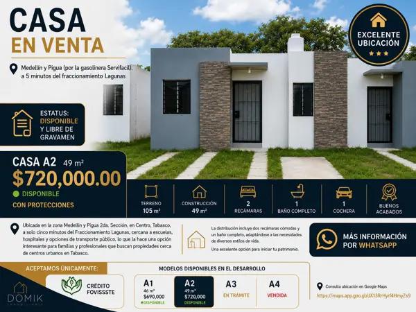 Casa en venta cerca de Fraccionamiento Lagunas en Centro, Tabasco - $720,000