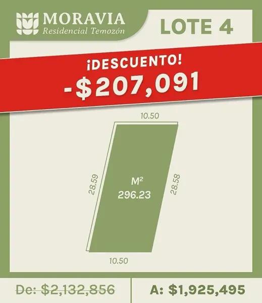 Lote 4 en VENTA en Moravia, Temozón Norte Lote 4 en VENTA en Moravia, Temozón Norte