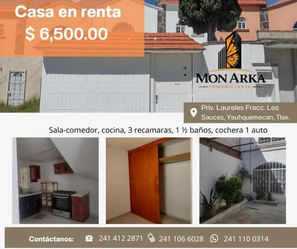 Casa en renta en Los Sauces II, Yauhquemehcan, Tlaxcala
