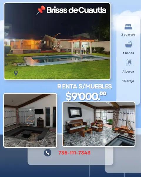 Hermosa Casa en Renta
                Brisas de Cuautla"