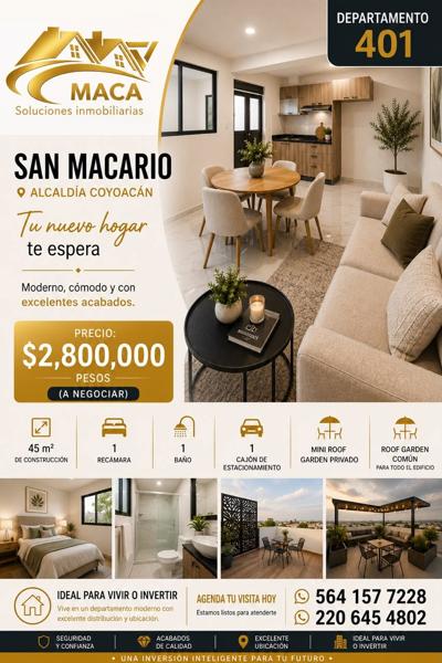 Apartamento en Venta en Coyoacán: Ubicación Estratégica Cerca de Estadio Azteca