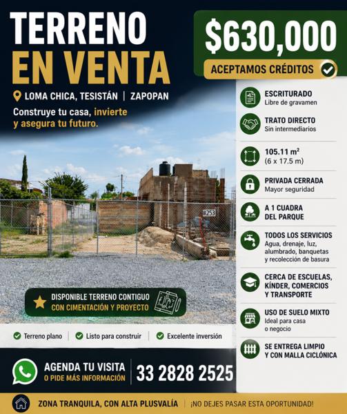 Terreno residencial en venta en Loma Chica, Zapopan
