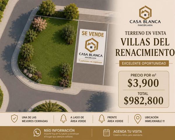 Terreno en venta en Villas del Renacimiento, Torreón, Coahuila de Zaragoza
