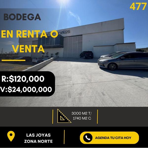 BODEGA EN VENTA O RENTA EN LAS JOYAS