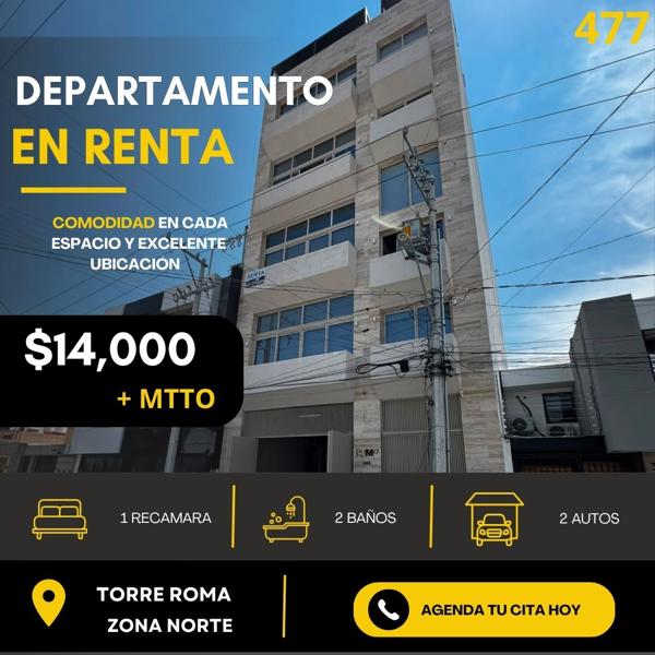 Departamento en Renta en Torre Roma, León