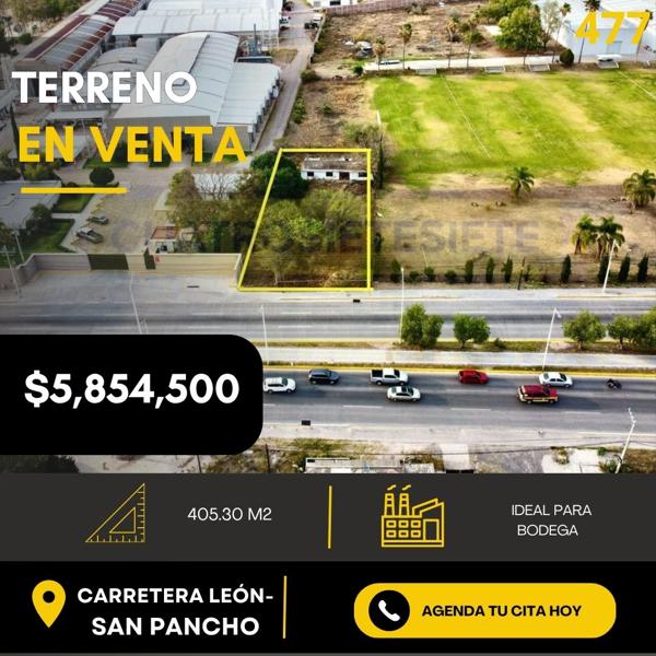 terreno en venta sobre carretera leon-san pancho