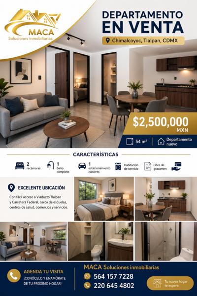 Venta de Departamento en Chimalcoyoc, Tlalpan - Ciudad de México