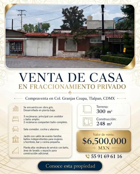Casa en venta en Granjas Coapa, Tlalpan, Ciudad de México Casa en venta en Granjas Coapa, Tlalpan, Ciudad de México