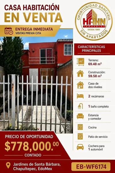 ESTADO DE MEXICO, CHAPULTEPEC, CASA VENTA