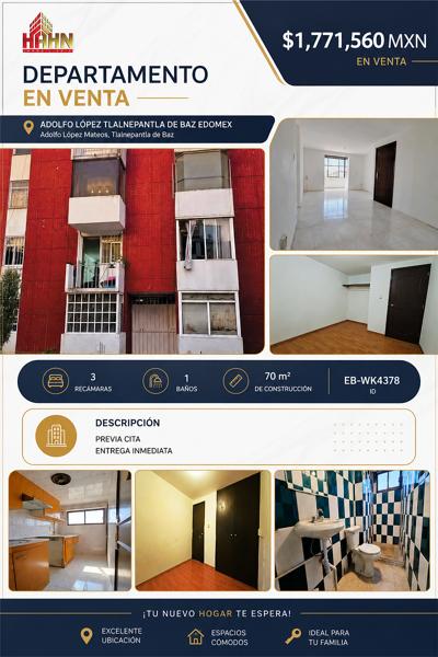Adolfo López Tlalnepantla De Baz Edomex Departamento En Venta