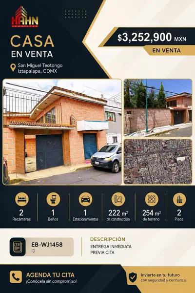 San Miguel Teotongo Iztapalapa Cdmx Casa En Venta