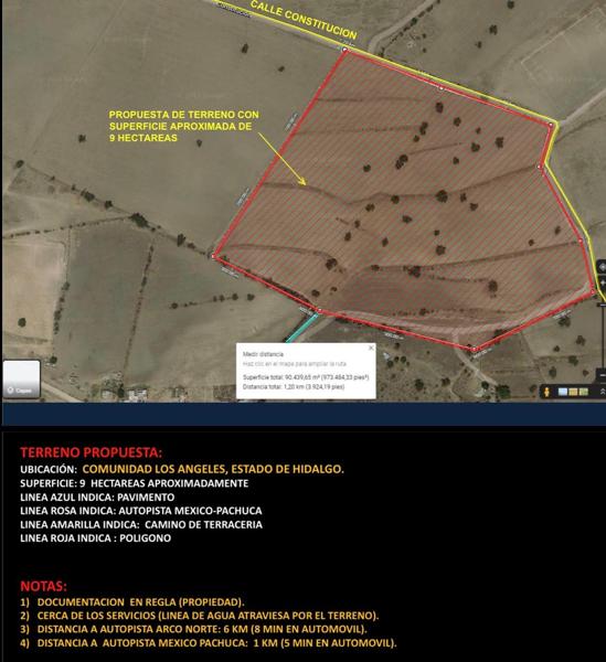 TERRENO DE 9 HECTARIAS EN VENTA CARETERA MEXICO PACHUCA