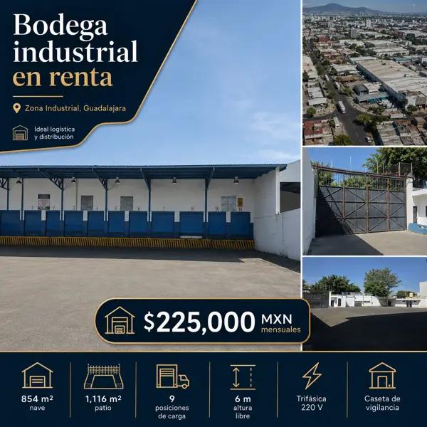 Bodega con patio de maniobras de 1,116 m²