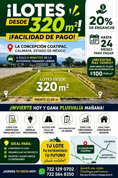 Lotes desde 320 m² con facilidad de pago