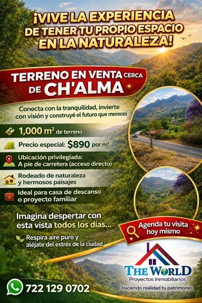 Terreno en venta cerca de Chalma