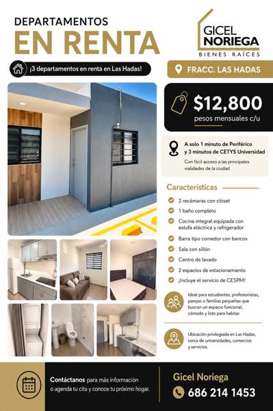 Departamento en renta en Las Hadas, Mexicali, Baja California