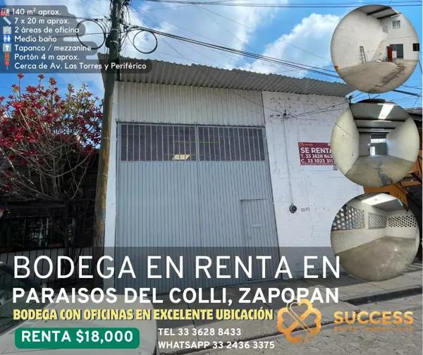 Bodega en Renta – Paraísos del Colli, Zapopan