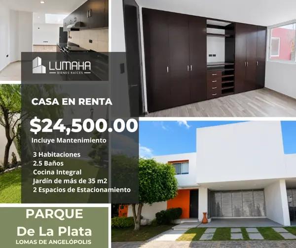 Casa en renta en Lomas de Angelópolis, San Andrés Cholula, Puebla