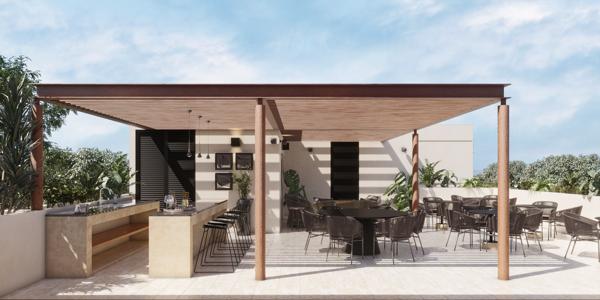 Departamentos con terraza social en Temozón Norte
