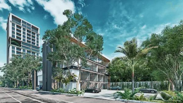 Torre departamental con amenidades