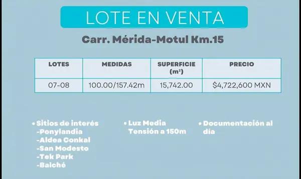 TERRENO EN VENTA | YAXKUKUL, YUCATÁN — CARR. MÉRIDA-MOTUL KM. 15