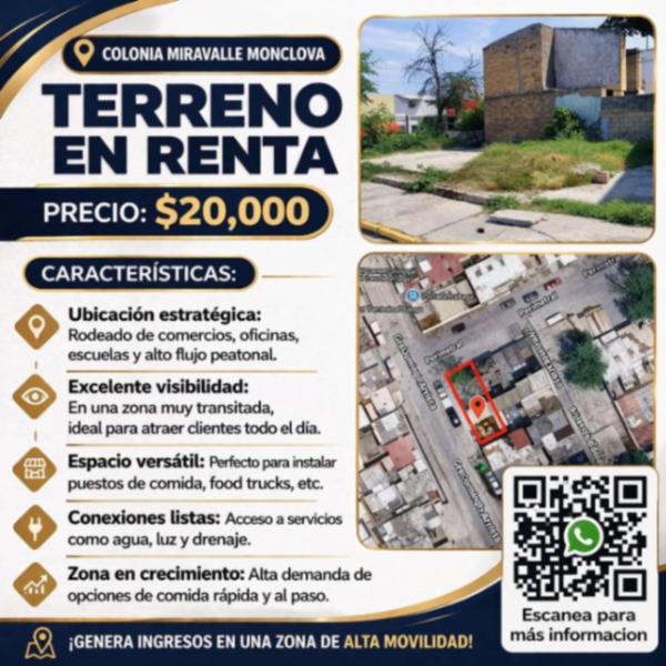 Terreno en renta en Miravalle, Monclova, Coahuila de Zaragoza