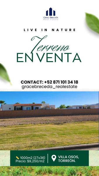Magnífico Terreno en Venta en Las Villas 1000m2