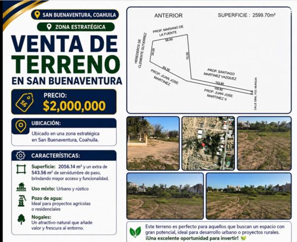 TERRENO EN VENTA EN SAN BUENAVENTURA, COAHUILA