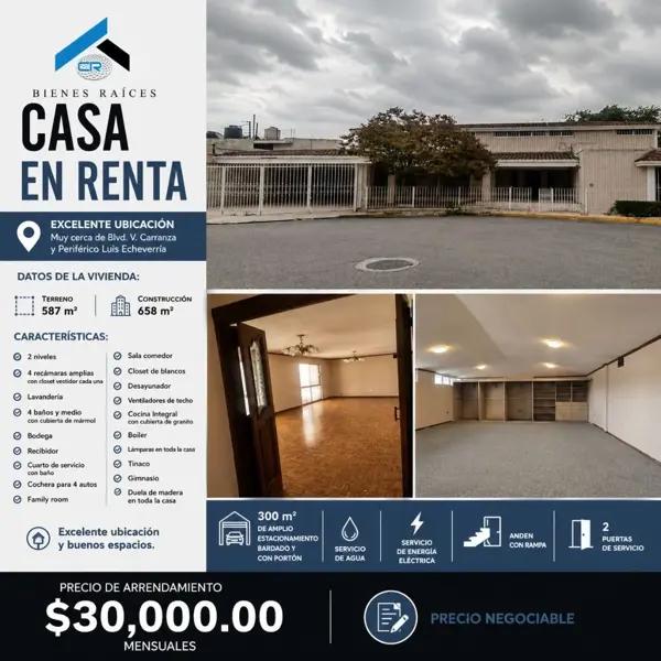 RENTA DE CASA EN AREA DE LUIS ECHEVERRIA Y VENUSTIANO CARRANZA RENTA DE CASA EN AREA DE LUIS ECHEVERRIA Y VENUSTIANO CARRANZA