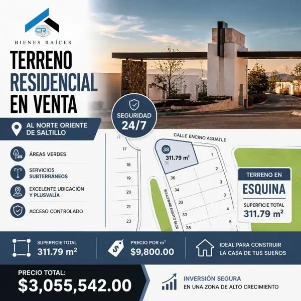 TERRENO EN VENTA EN RESIDENCIAL RINCON DE LOS ENCINOS | EN ESQUINA