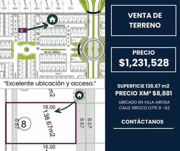 TERRENO EN VENTA CON UBICACIÓN PRIVILEGIADA EN VILLA AIROSA