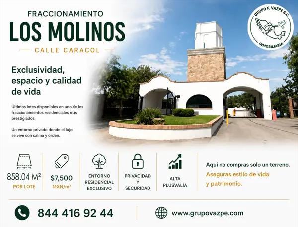 ?? Terreno Residencial de 858.04 m² en Venta | Fracc. Los Molinos