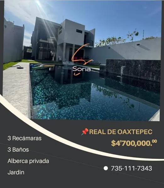 CASA EN VENTA
FRACCIONAMIENTO REAL DE OAXTEPEC MORELOS
$4,700,000.° CASA EN VENTA
FRACCIONAMIENTO REAL DE OAXTEPEC MORELOS
$4,700,000.°