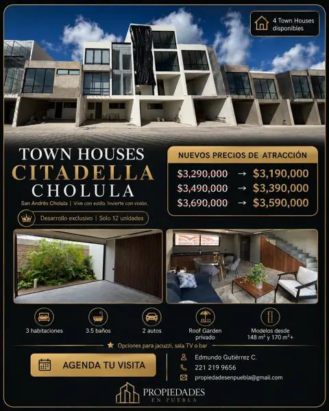 TOWN HOUSES EN SAN ANDRÉS CHOLULA. 3 Tipos para elegir