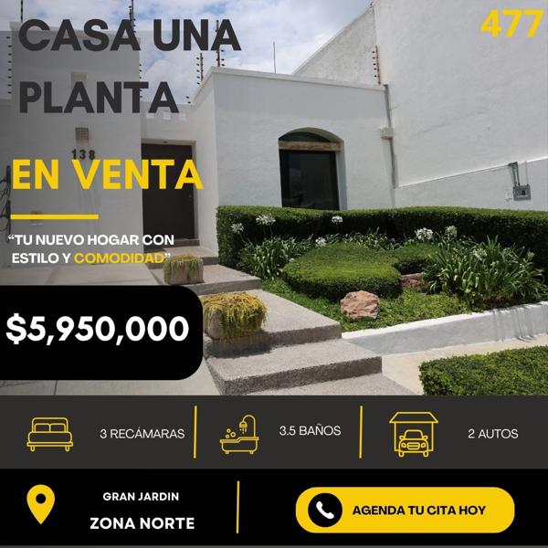 Casa de una planta en venta en Gran Jardín, León Casa de una planta en venta en Gran Jardín, León