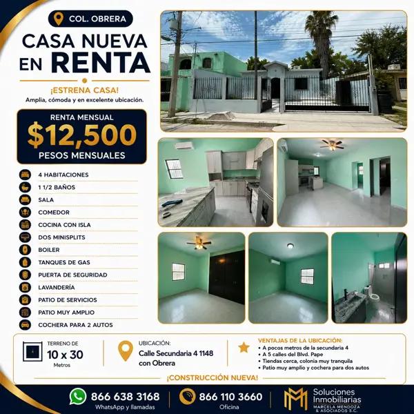 Casa en renta en Obrera Sur, Monclova, Coahuila de Zaragoza