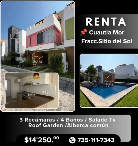 Casa en renta Cuautla Morelos
Fracc. sitio de sol.
Casa modelo naranjo
$14,250 Casa en renta Cuautla Morelos
Fracc. sitio de sol.
Casa modelo naranjo
$14,250