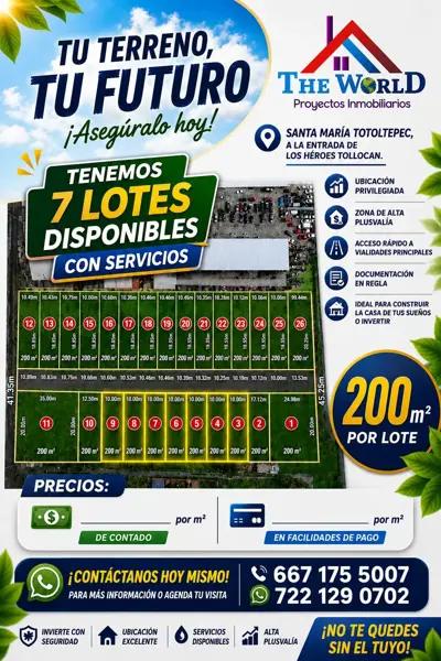 7 lotes en Santa María Totoltepec con facilidades de pago