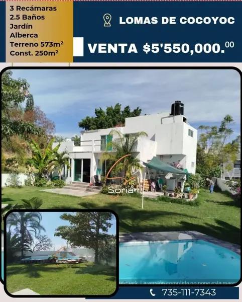 CASA EN  LOMAS DE COCOYOC 
Ubicada en el exclusivo fraccionamiento
Lomas de Cocoyoc,