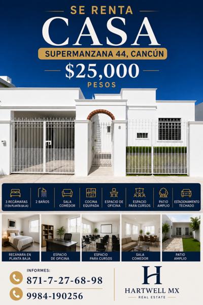 Casa en renta en Supermanzana 44, Benito Juárez, Quintana Roo