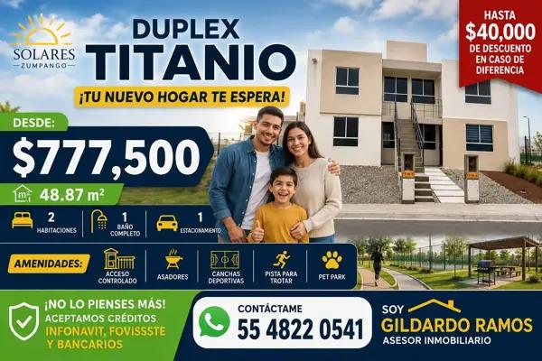 CASA DUPLEX TITANIO EN SOLARES ZUMPANGO EDO MEX