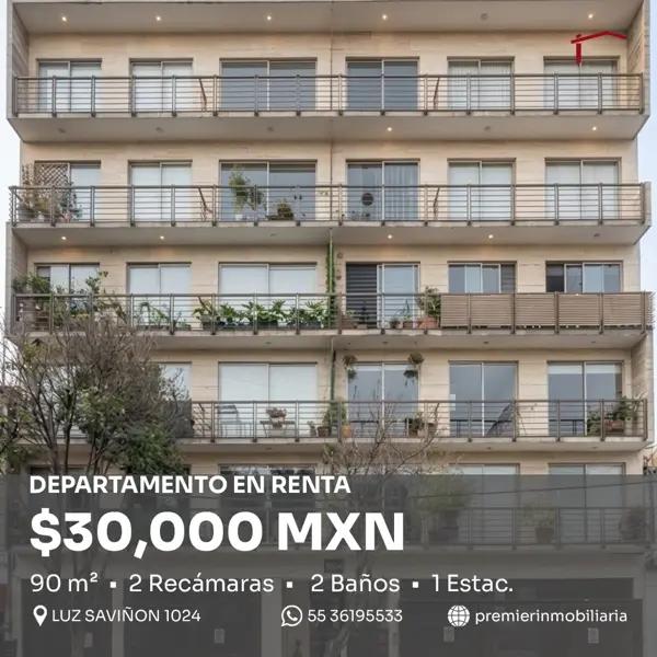 Departamento en Renta en Del Valle Norte | Luz Saviñón 1024