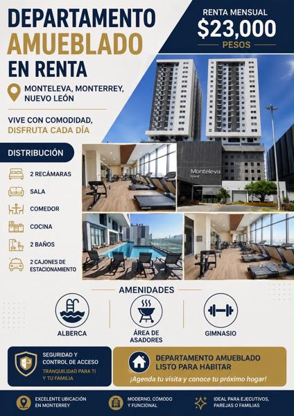 Departamento en renta Montelova Monterrey Nuevo León