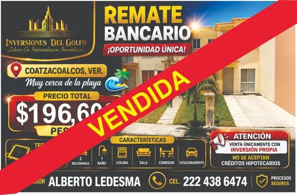 Casa en Coatzacoalcos con Recuperación Bancaria: Gran Oportunidad