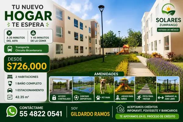DEPARTAMENTO EN  SOLARES ZUMPANGO EDO MEX