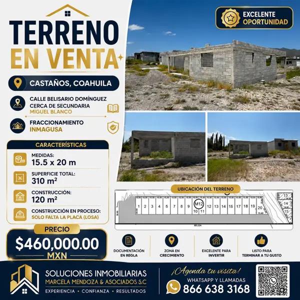 Terreno en venta en Independencia, Castaños, Coahuila de Zaragoza