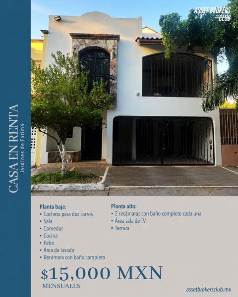 CASA EN RENTA JARDINES DE FATIMA